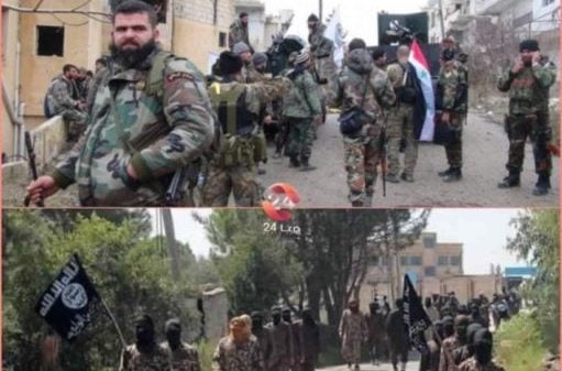 الجيش السوري والفصائل المحليّة اثناء تحرير حوض اليرموك من داعش