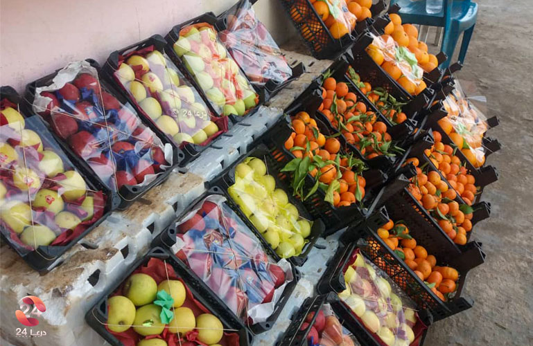 محل لبيع الخضروات والفواكه في ريف درعا الشرقي