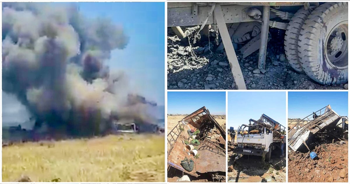 من الصور التي تم التقاطها عن انفجار مخلفات الحرب في قرية دير العدس في الريف الشمالي من محافظة درعا