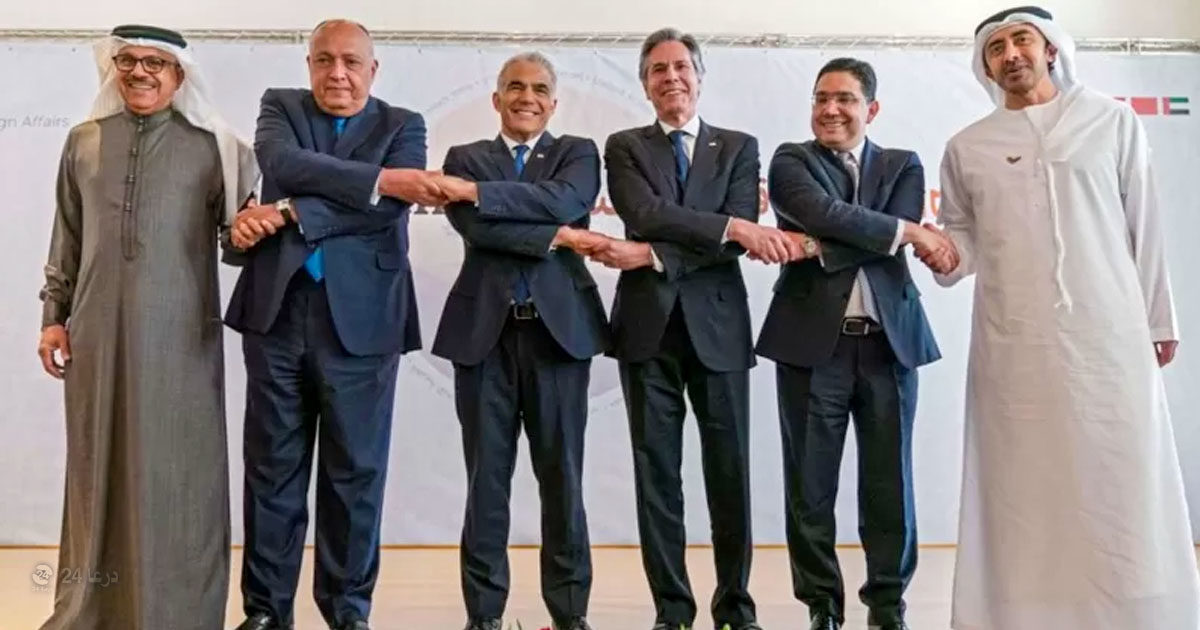 وزراء خارجية إسرائيل والولايات المتحدة الأميركية ومصر والمغرب والإمارات والبحرين