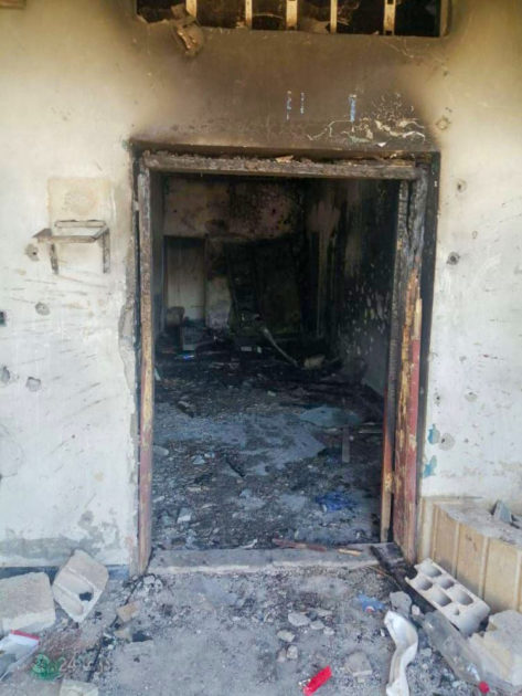 صور من حرق المنزل الذي كان يتحصن به عبيدة واياد جعارة2