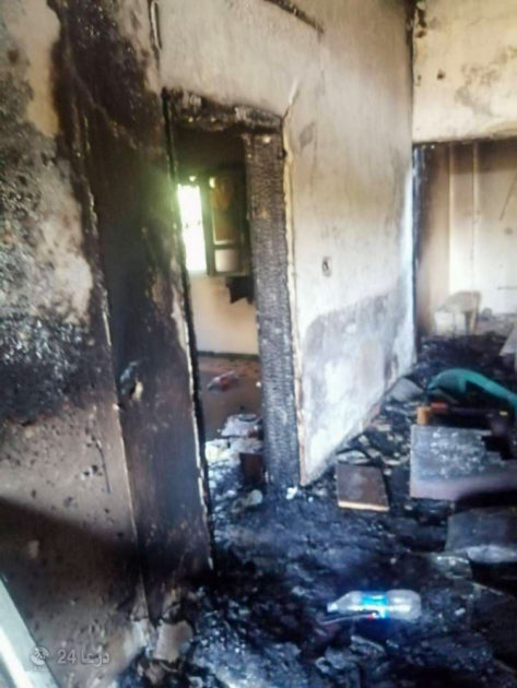 صور من حرق المنزل الذي كان يتحصن به عبيدة واياد جعارة4