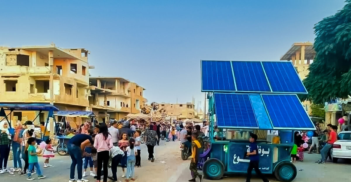 عربة بيع بوظة مع ألواح طاقة شمسية -درعا