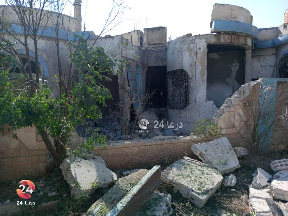 صورة البيت الذي تم تفجيره في مدينة جاسم وكان يتحصّن فيه مجموعة من داعش
