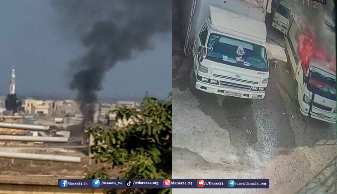 احراق سيارات واطلاق نار جراء مشاجرة في مدينة طفس