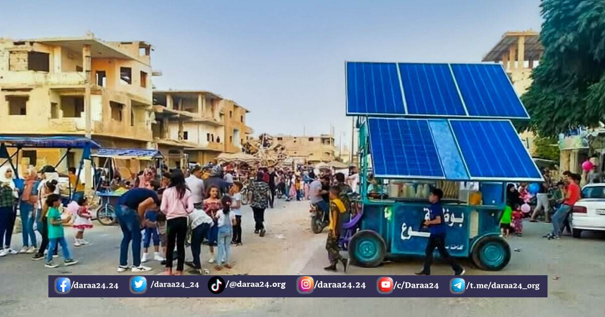عربة لبيع البوظة على الطاقة الشمسية في مدينة درعا