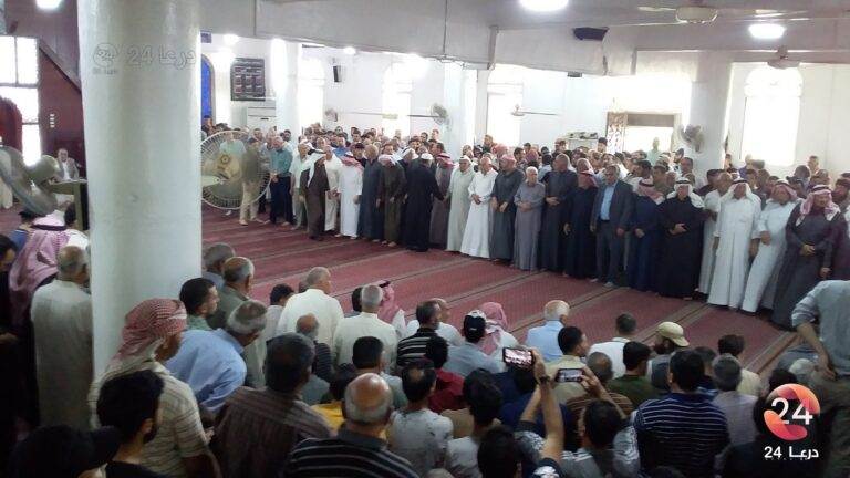 صورة من الصلح العشائري في مسجد الحجر في مدينة جاسم