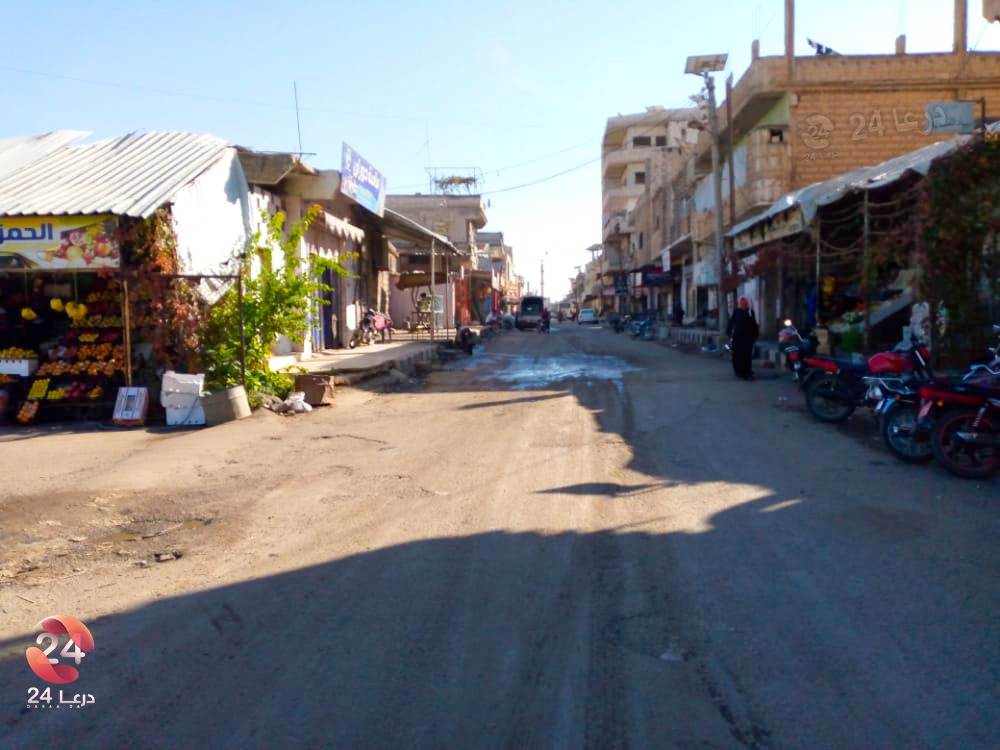 من شوارع مدينة طفس في الريف الغربي من محافظة درعا