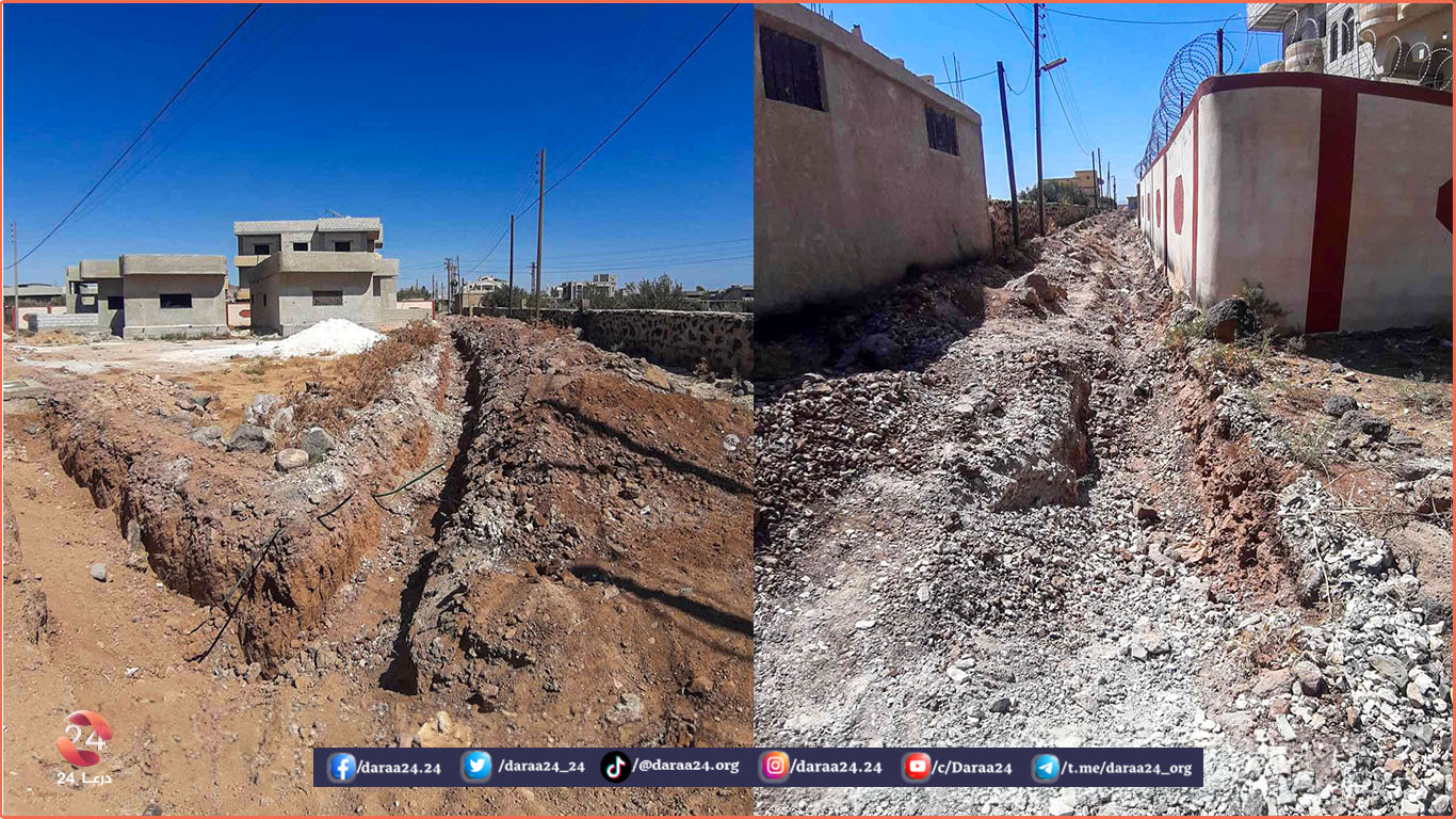 مشروع الصرف الصحي في بلدة جباب في ريف محافظة درعا الشمالي 2