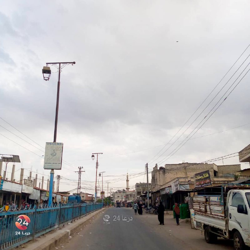 الشارع الرئيسي في بلدة المزيريب غربي درعا