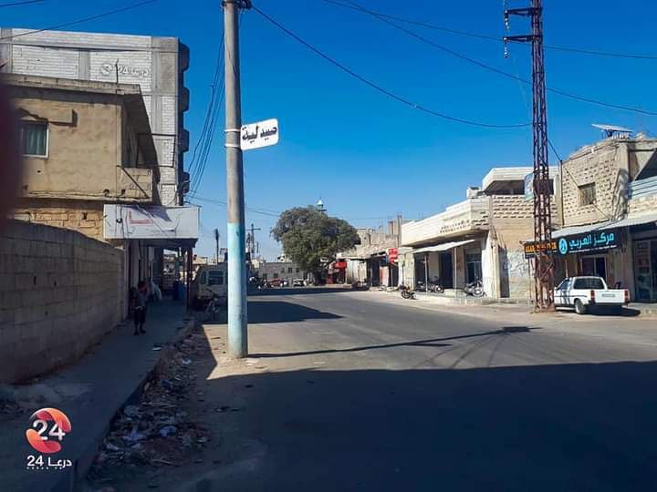 من شوارع قرية الشيخ سعد في الريف الغربي من محافظة درعا