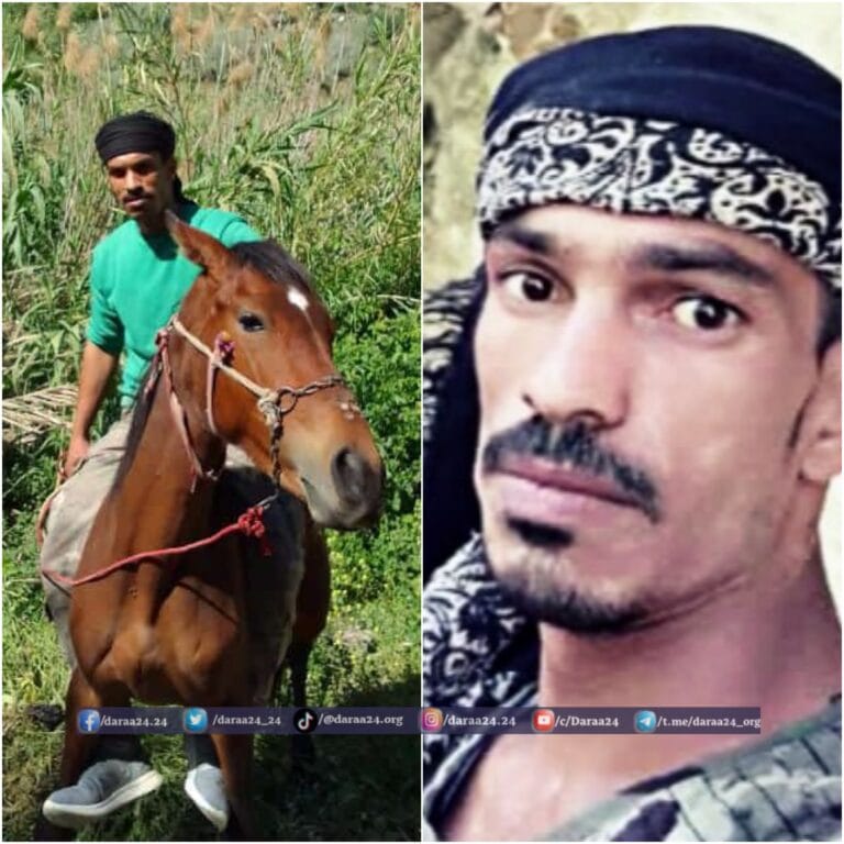 الشاب "عطلة أحمد الخضيري" من قرية جلين في ريف محافظة درعا الغربي