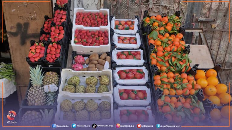محل لبيع الخضروات والفواكه في ريف محافظة درعا الشرقي