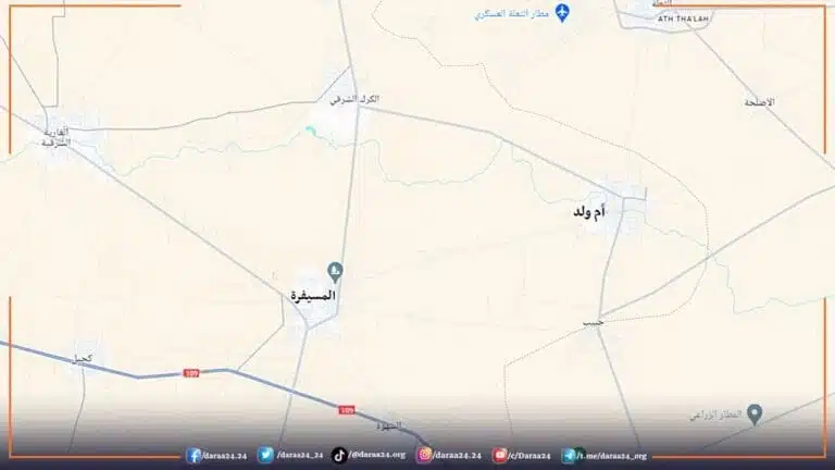 إصابة شابين شرقي درعا 3 خريطة تظهر بلدة أم ولد والمسيفرة شرقي درعا