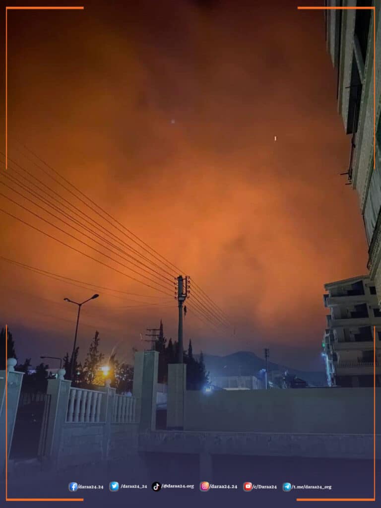 الصورة من قصف إسرائيلي علي مدينة دمشق