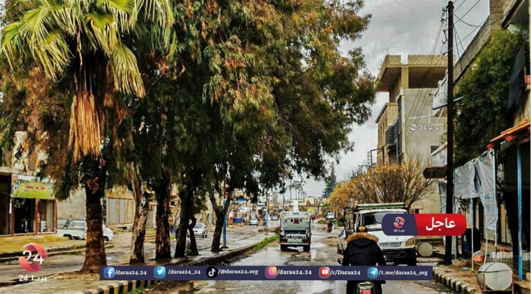 الشارع الرئيسي في مدينة طفس غربي درعا