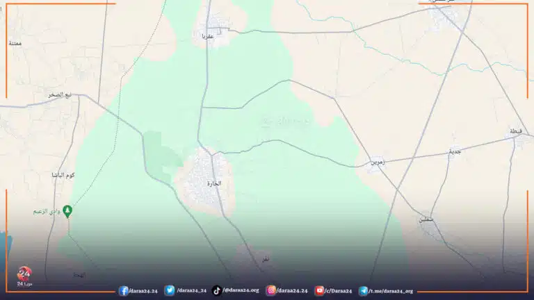 خريطة لبعض بلدات الريف الشمالي في محافظة درعا