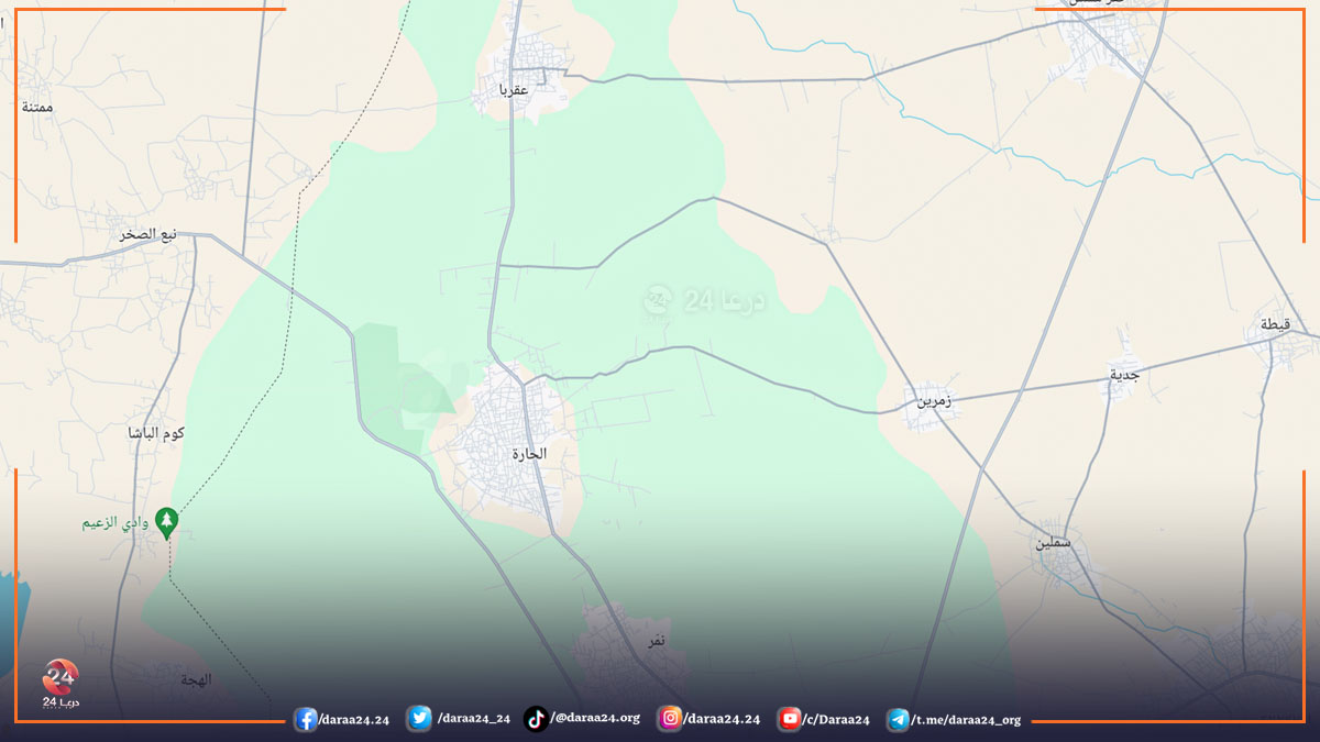 خريطة لبعض بلدات الريف الشمالي في محافظة درعا