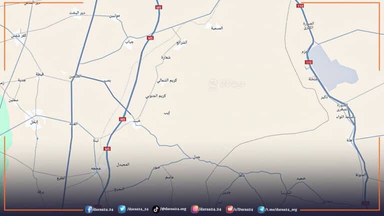 خريطة اللجاة وتظهر قرية جدل