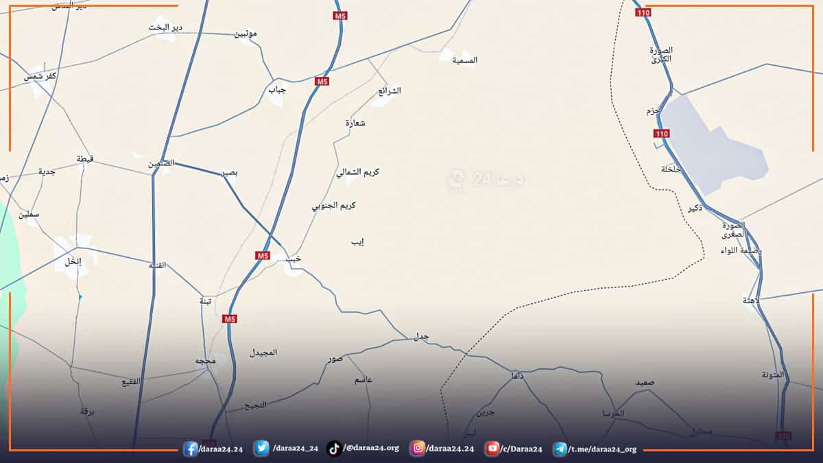 خريطة اللجاة وتظهر قرية جدل