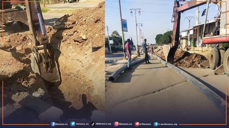 من تنفيذ مشروع مياه الشرب في بلدة تل شهاب غربي درعا.