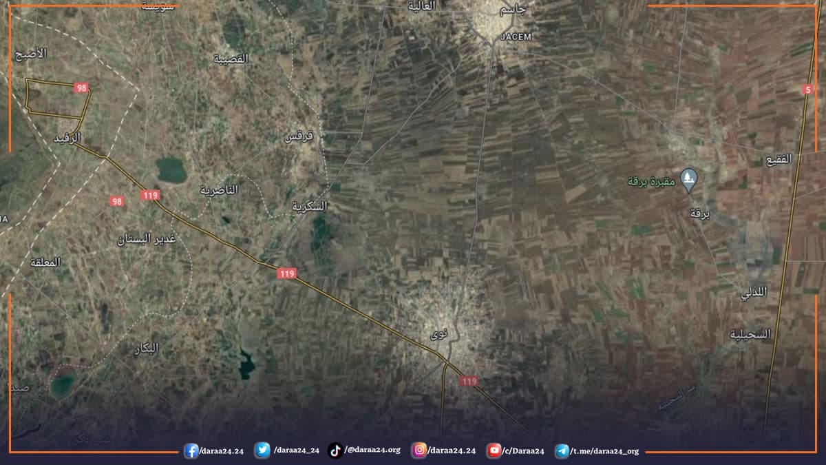 خريطة تظهر ريف القنيطرة الجنوبي الغربي