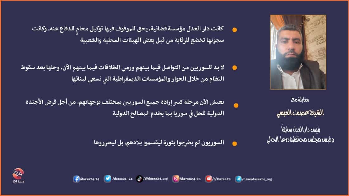 الاعلان عن مقابلة الشيخ عصمت العبسي