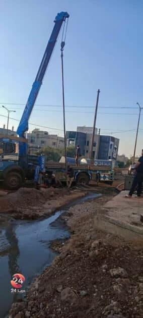 صور من تجربة البئر الذي تم حفره في الحي الشرقي من بلدة معربة في الريف الشرقي من محافظة درعا