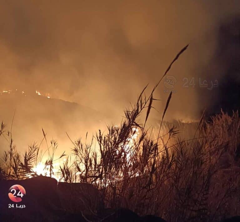 حريق في وادي الصافوقية في محيط بلدة سحم الجولان