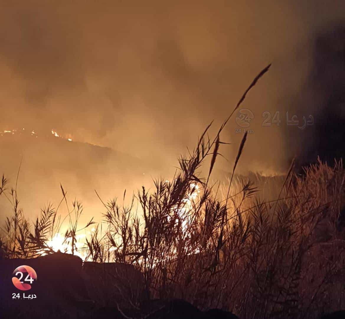 حريق في وادي الصافوقية في محيط بلدة سحم الجولان