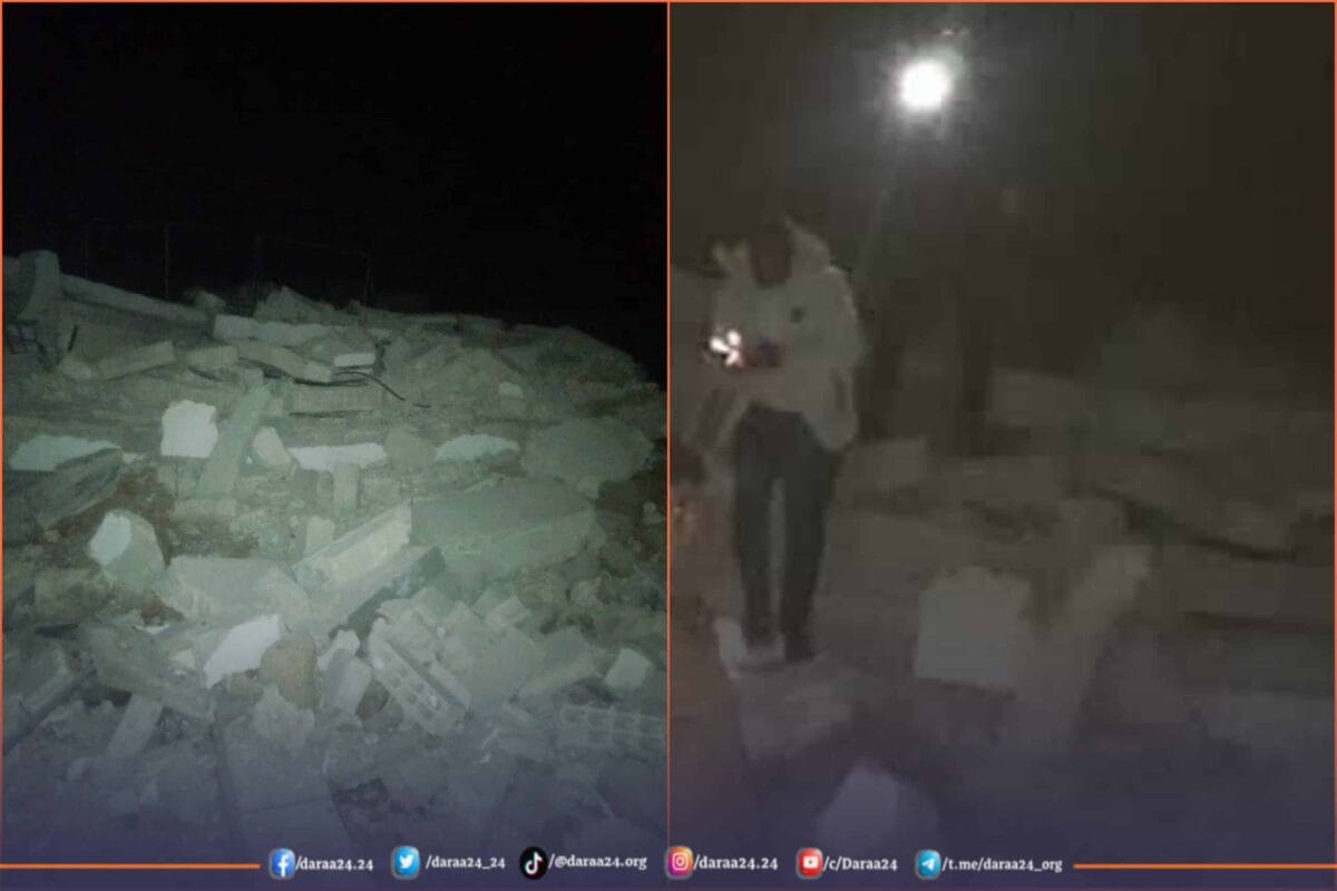 من آثار التدمير التي طالت منزل رئيس البلدية في بلدة جباب