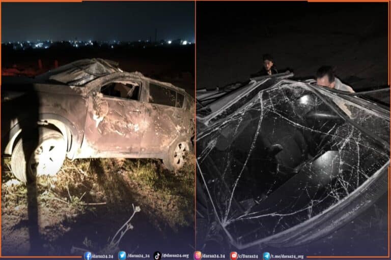 حادث سير على طريق كتيبة الرادار شرق بلدة النعيمة.