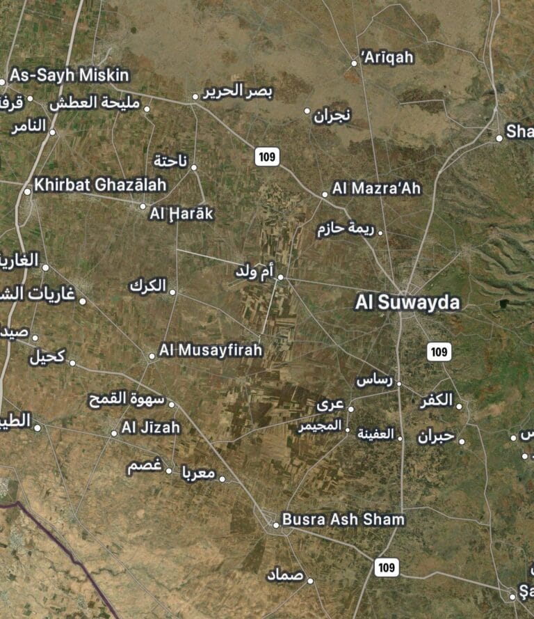خريطة الريف الشرقي من درعا