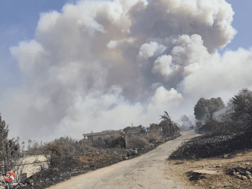 الحرائق في منطقة عناب بريف حماة الغربي تصل إلى المنازل