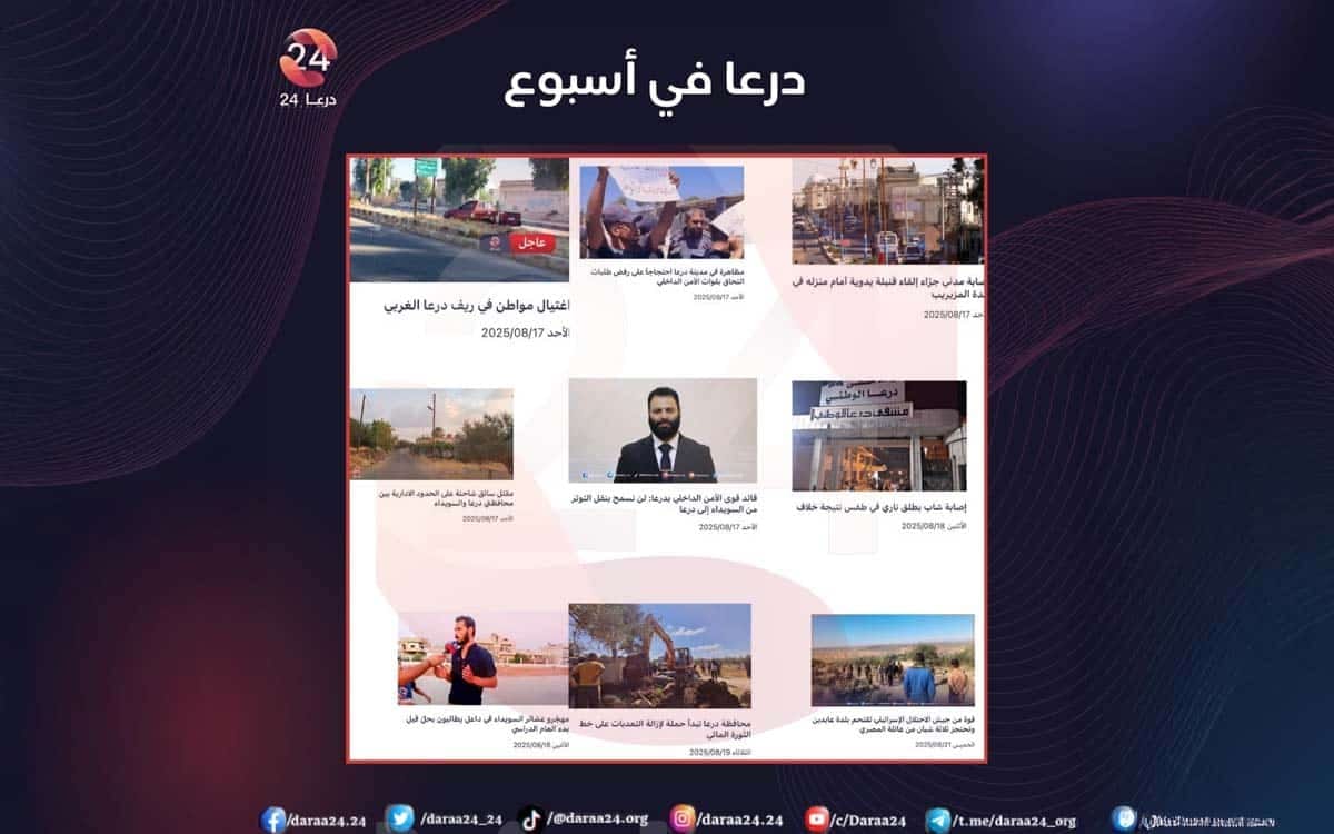 درعا في أسبوع | 17 – 23 آب 2025
