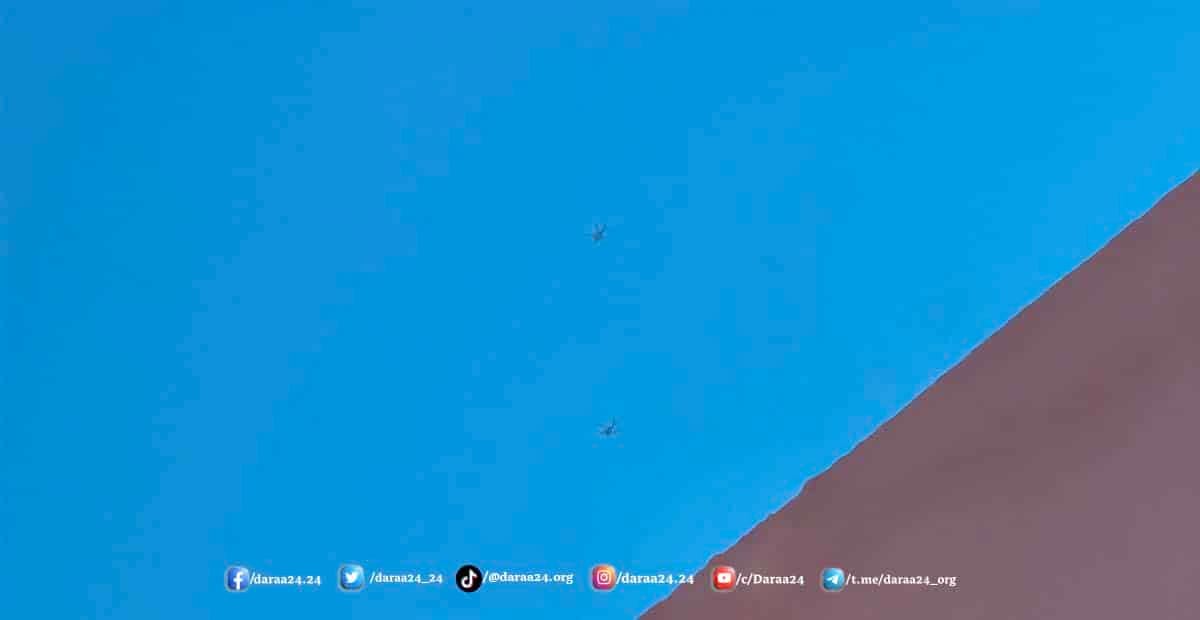 تحليق مروحيات للجيش السوري فوق أجواء محافظة درعا 1 تحليق طائرتين مروحيتين تابعتين للجيش السوري في أجواء محافظة درعا