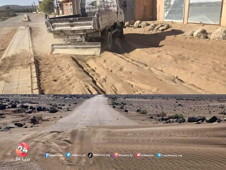 طرقات الشقرانية- غبار ورمال تغلق الطرقات والأهالي يناشدون المحافظة بالتدخل