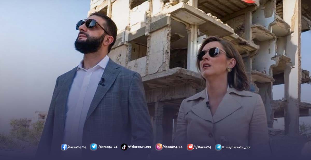 الرئيس السوري أحمد الشرع مع الصحفية مارغريت برينان في حي جوبر ، وهي صحفية أمريكية، وُلدت في 26 مارس 1980 في ستامفورد بولاية كونيتيكت. تعمل في شبكة CBS News، وهي مذيعة برنامَج “Face the Nation” ومراسِلة الشؤون الخارجية في الشبكة