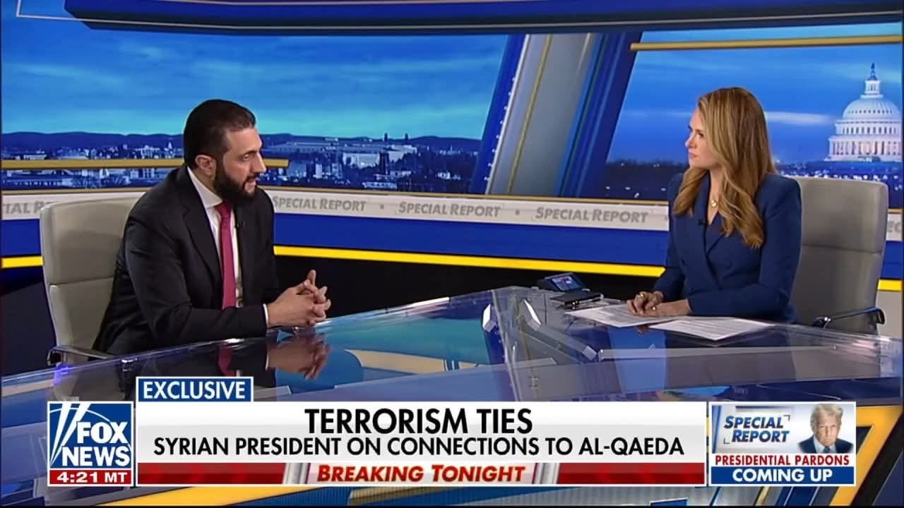 النص الكامل لمقابلة الرئيس أحمد الشرع مع قناة "فوكس نيوز" الأمريكية 1 مقابلة الرئيس الشرع مع قناة فوكس نيوز الأمريكية