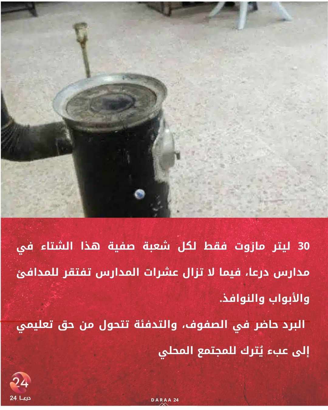 نقص مخصصات التدفئة في مدارس درعا يفاقم معاناة الطلاب مع البرد