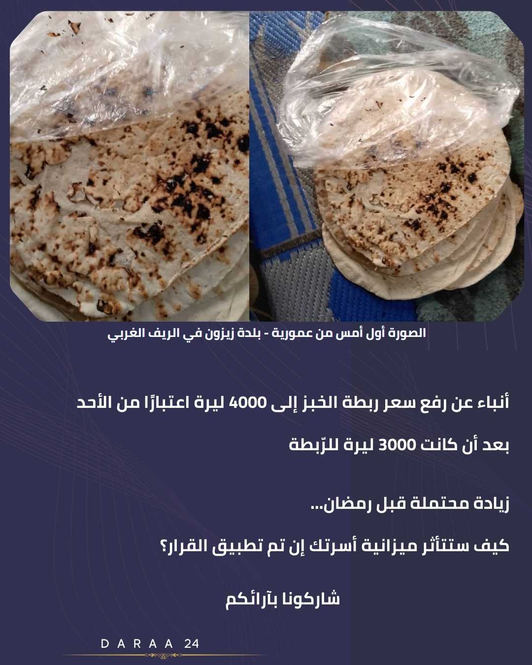 رفع سعر ربطة الخبز إلى 4000 ليرة