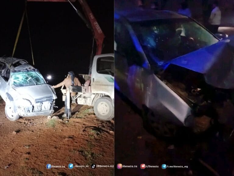 وفاة سيّدة وإصابات متعددة في حوادث مرورية متفرقة بدرعا الأحد