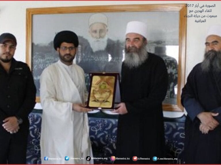 الصورة من اجتماع الهجري بمبعوث قائد حركة النجباء العراقية في أيار -2017