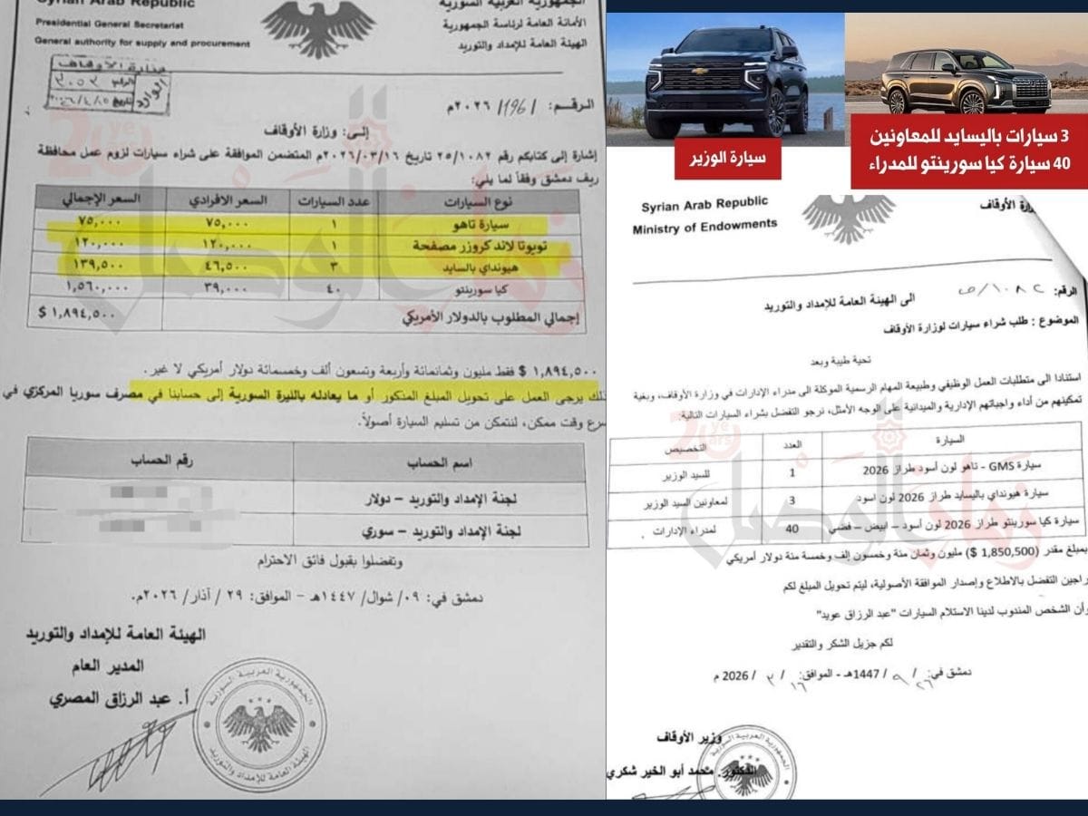 وثائق: سيارات حديثة بقيمة 1.9 مليون دولار لوزارة الأوقاف، فكيف يُبَرّرُ ذلك؟