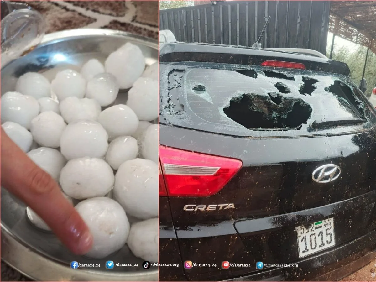 عاصفة بَرَد تضرب مناطق غرب ووسط درعا: أضرار مادية واسعة وإصابات