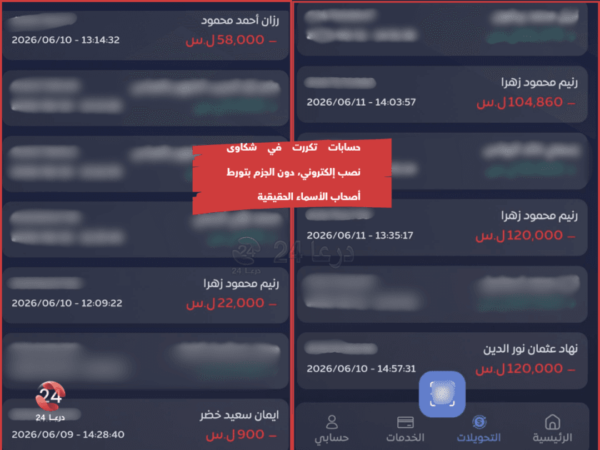في الصورة أسماء حسابات قال متضررون من عمليات نصب إلكتروني إن التحويلات المالية وصلت إليها، دون الجزم بتورط أصحاب الأسماء الحقيقية