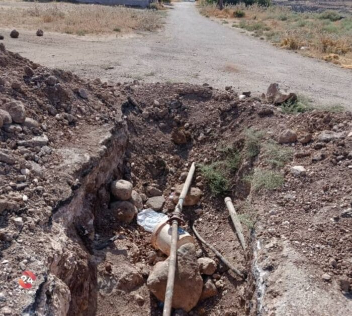 أحد التعديات على الشبكة في بلدة معربة في الريف الشرقي من محافظة درعا