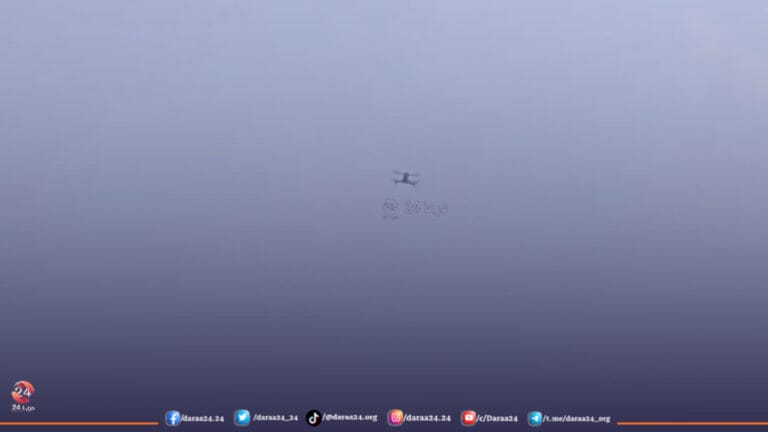 مسيّرة إسرائيلية تلقي قنبلتين قرب حاجز أقامه الأهالي في حوض اليرموك 2 الطائرة المسيرة التي ألقت قنابل بمنطقة حوض اليرموك