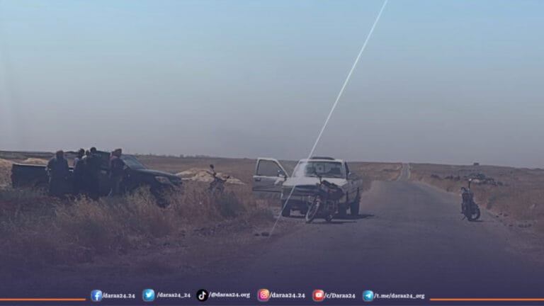 الطريق الحربي على الحدود السورية الأردنية ومكان انفجار اللغم